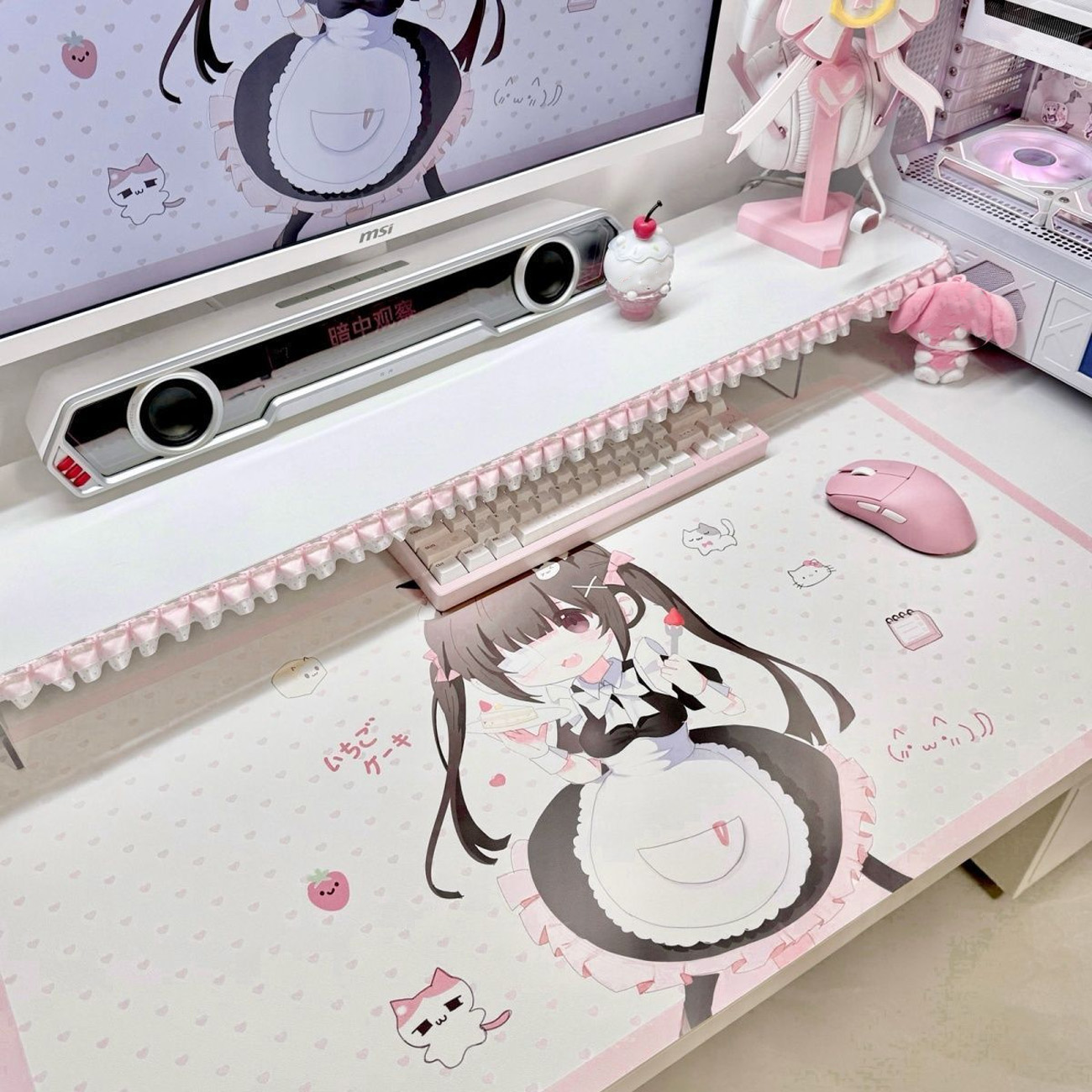 Leather Desk Pad - Alas Meja Kulit PU Bergambar Gadis
