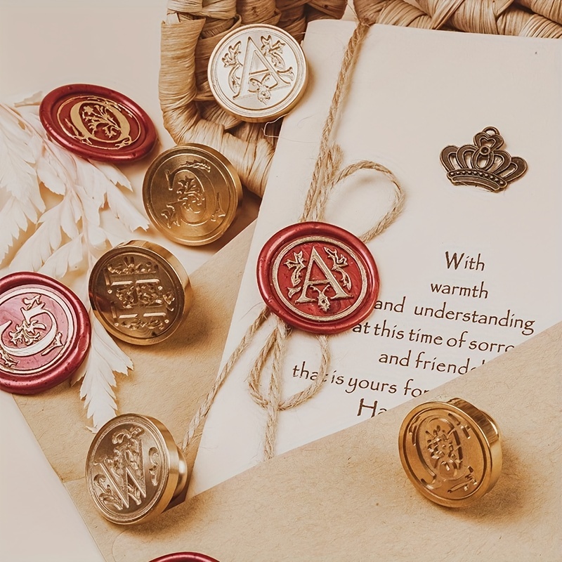 Wax Seal Stamp Set - A-m klasik berbagai huruf segel lilin
