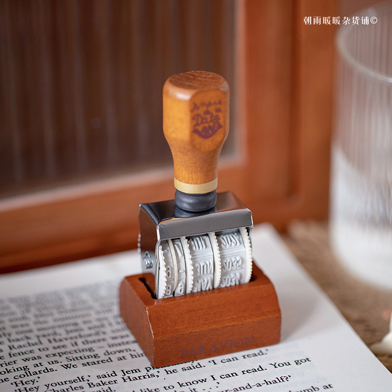 Rubber Date Stamp - Stempel Tanggal Kayu Retro Chaoyu, Roller